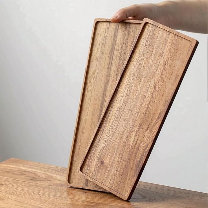 13.8 Inch Solid Wood Serving Platters and Trays of Natural Acacia Wood Log Charcuterie Boards,Cheese Board (3)