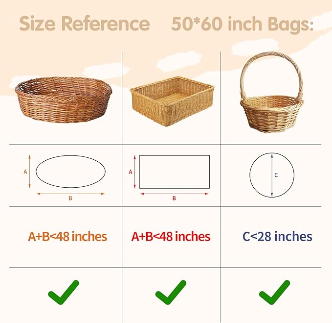 10 Pcs Extra Large Cellophane Bags 50x60 Inches for Gift Baskets, Clear Gift Basket Wrap with 10 Gold Ribbons, Food-Safe Plastic Packaging for Valentine's Day,Christmas,Weddings,Auctions