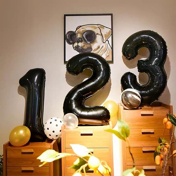 Black 16 Number Balloons Giant Jumbo Number 16 Foil Mylar Balloons for Girl Boy Men 16th Birthday Party Supplies 16 Anniversary Events Decorations