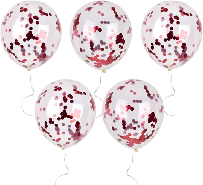 Red Confetti Balloons - 12inch, 50 Pcs Latex Balloons for Birthday, Wedding, Baby Shower, Christmas Party Decoration