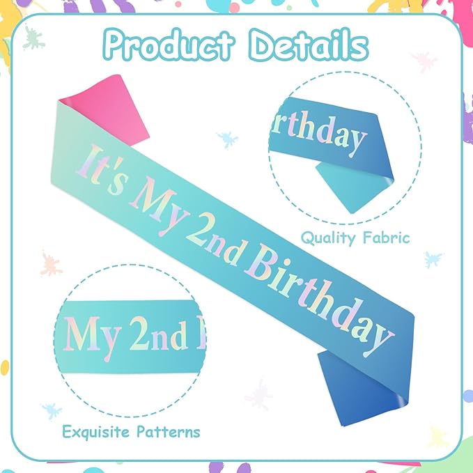 Macaron Birthday Party Favor It's My Birthday Sash Happy Bday Sashes with Iridescent Foil Letter Macaron It's My Bday Sash for Party Decor Supply
