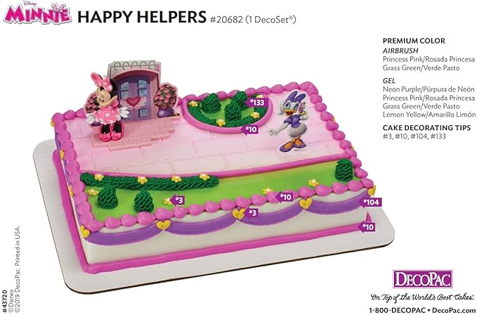 DecoSet® Disney Minnie Mouse Happy Helpers Cake Topper, 4-Piece Cake Decoration Set with Minnie Mouse And Daisy Duck