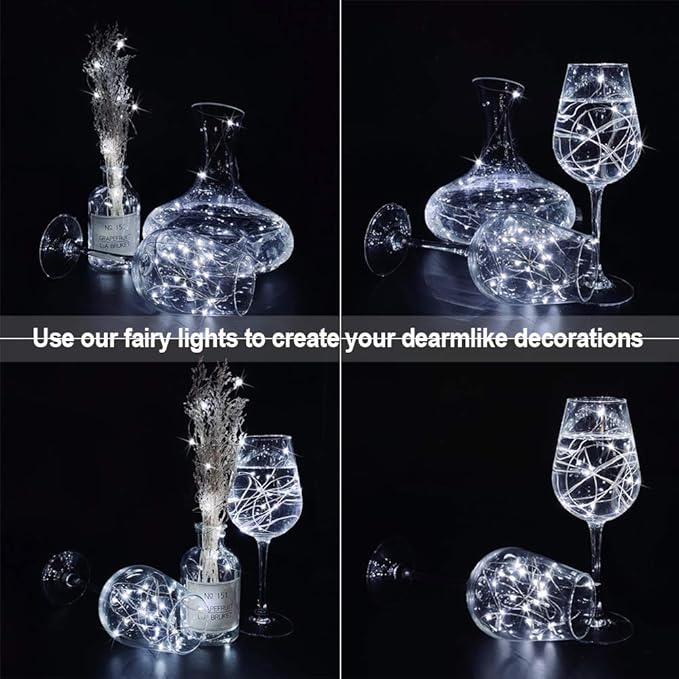 MUMUXI 48 Pack 7.2ft Fairy Lights Battery Operated, 20 Micro LED Mini Waterproof String Lights Silver Wire Firefly Starry for DIY Wedding Party Mason Jars Crafts Holiday Decoration, Cool White