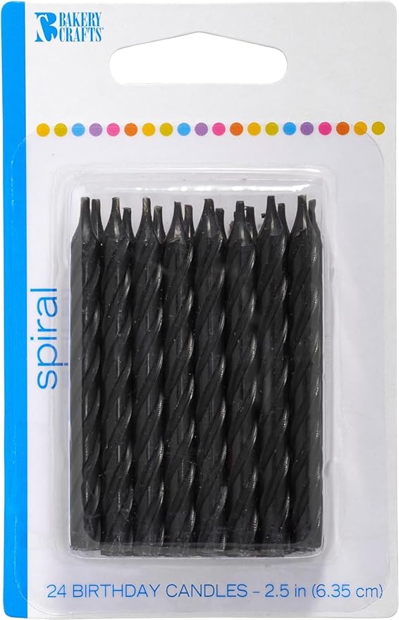 Bakery Crafts Black Spiral Candles - Celebration Cakes, 6 x 24 Packs for Birthdays & Cupcakes
