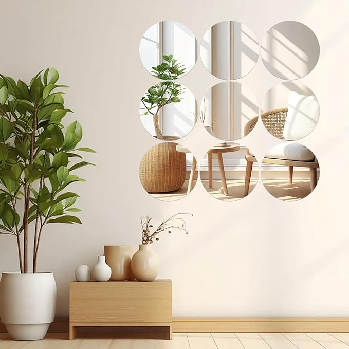 18 Pack Round Mirrors for Centerpieces, 8inch Circle Mirror Centerpieces for Tables Candle Plates Acrylic Mirrors Tray for Table Wedding Birthday Christmas Miroor Home Wall Decor