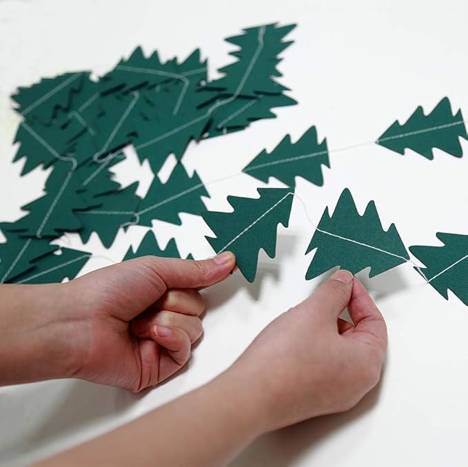 Cheerland Dark Green Pine Tree Garland Camping Decorations Woodland Theme Baby Shower One Happy Camper Birthday Party Decoration Camp Classroom Decor Hanging Glamping Streamers Bday Photo Backdrop