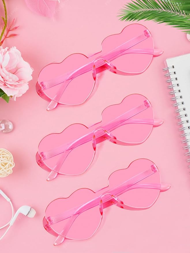 24 Pairs Heart Shaped Sunglasses for Women Colorful Glasses Fun Trendy Transparent Heart Sunglasses Party Favor