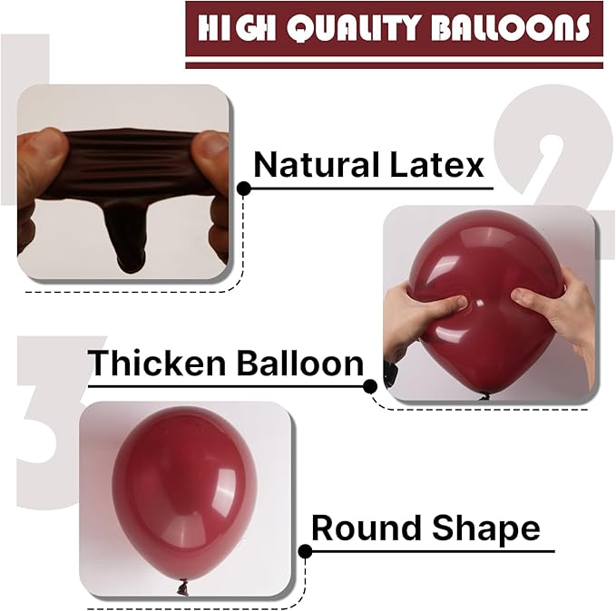 PartyWoo Burgundy Balloons 140 pcs Different Sizes of 18 12 10 5 Inch Dark Chestnut Red Maroon Balloon Arch Kit Garland for Birthday Graduation Anniversary Cherry Casino Party Decorations Red-Y62