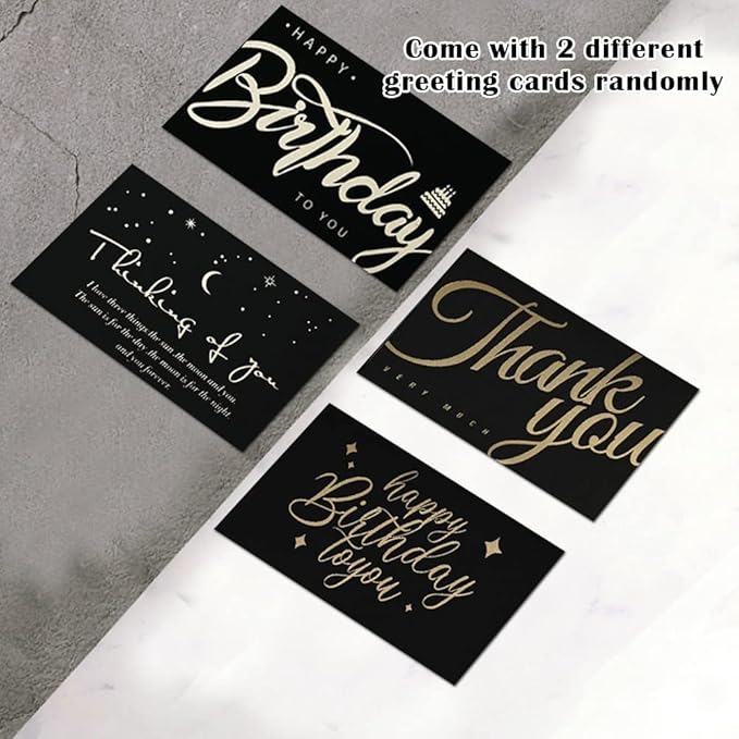 Happy Birthday Wrapping Paper for Man Women,6 Sheets Black Gold Birthday Love Heart Gift Wrapping Paper with 2 Greeting Cards for Girl Boy Wedding Graduation Christmas Gift Wrap Paper,28*20 Inch