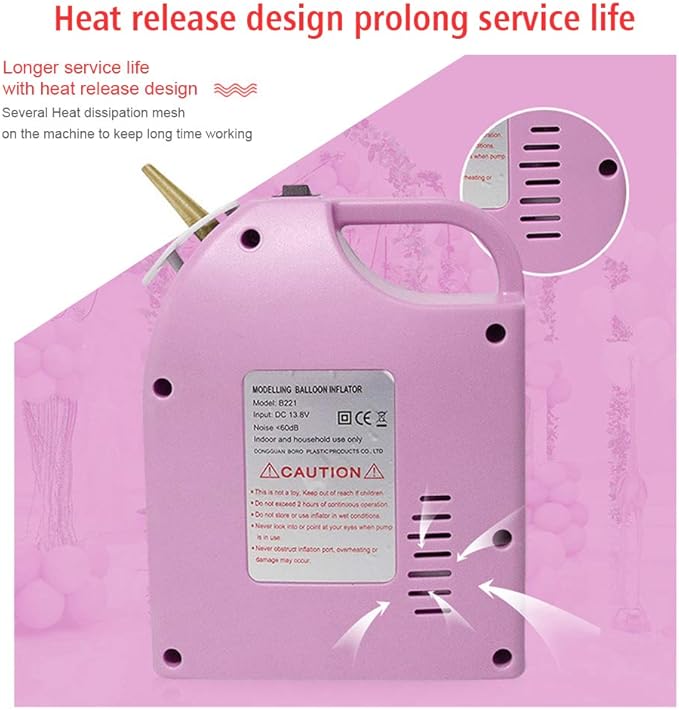 Portable Electric Balloon Inflator Pump Rechargeable Twisting Modeling Balloon Pump for Birthday/Party/Decoration (Pink)