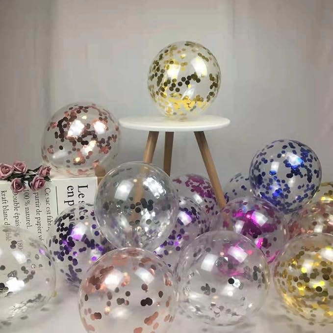 Gold Confetti Balloons, 50 Pack, 12 Inch, Clear Balloons With Gold Confetti Inside, For Wedding, Baby Shower, Engagement Party Decoration