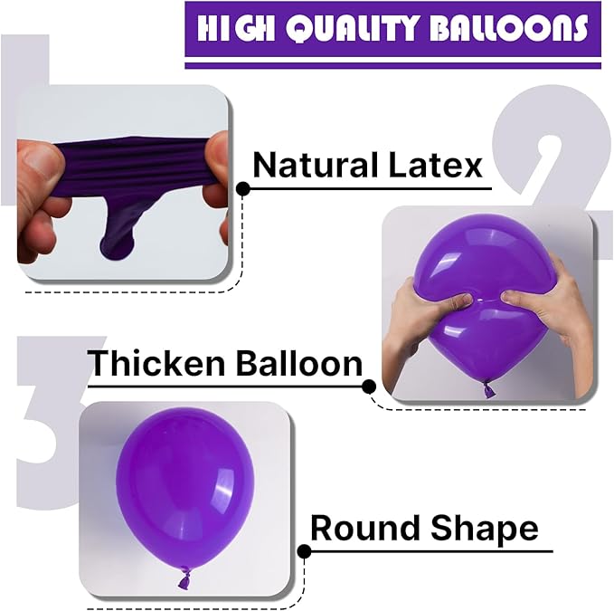 PartyWoo Dark Purple Balloons 152pcs Different Sizes of 18 12 10 5 Inch Royal Purple Balloon Arch Kit Garland for Birthday Baby Shower Graduation Anniversary Bachelorette Party Decorations Purple-Y16