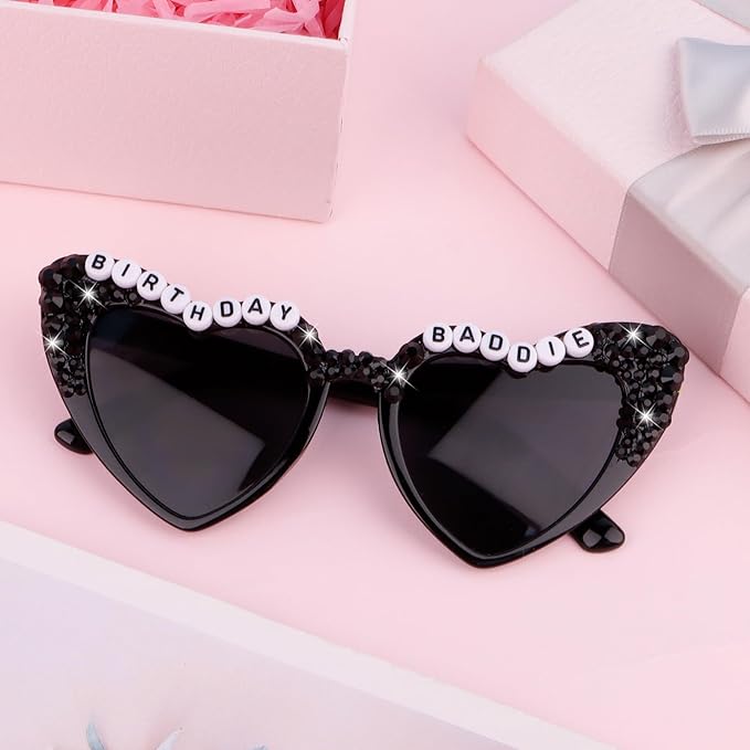 CIEHER Birthday Glasses for Women Girls Rhinestones Birthday Sunglasses Birthday Accessories Party Favors
