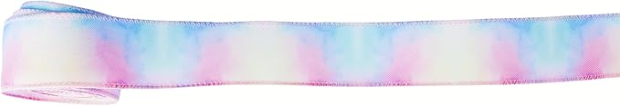 Meseey 1.5 Inch x 10 Yards Pastel Wired Ribbon, Rainbow Gradient Pastel Ribbons for Easter Wreaths, Gift Wrapping, Easter Baskets, Crafts, Spring Party Decorations