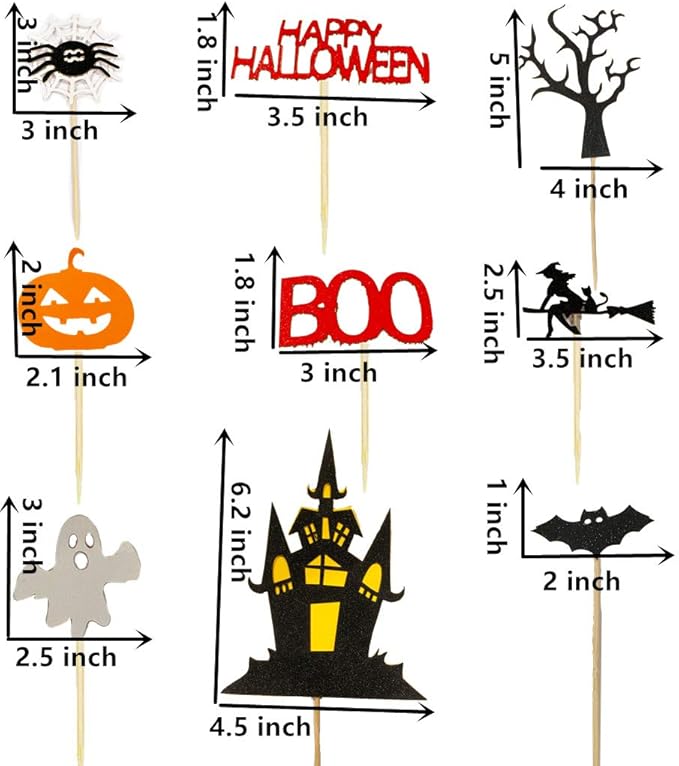 Set of 22 Halloween Cake Topper Cupcake topper Haunted House Cake Topper Halloween Cake Decoration Ghost Cake Decoration Pumpkin Cupcake for Wizard Party Ghost Spider Party