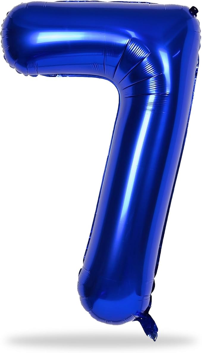 40'' Navy Blue Number 7 Balloon, Self Inflating Foil Number Balloons Set 0-9, Dark Blue Digital 7 Helium Balloon for Boys 7th Birthday Graduation Party Decorations Anniversary Supplies
