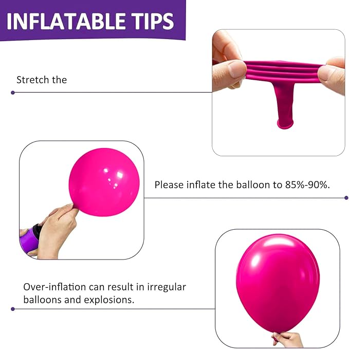 Firomi Small Hot Pink Balloons 5-inch 100 Pack Helium Round Thicken Latex Balloon for Wedding Birthday (with 2 Ribbons)