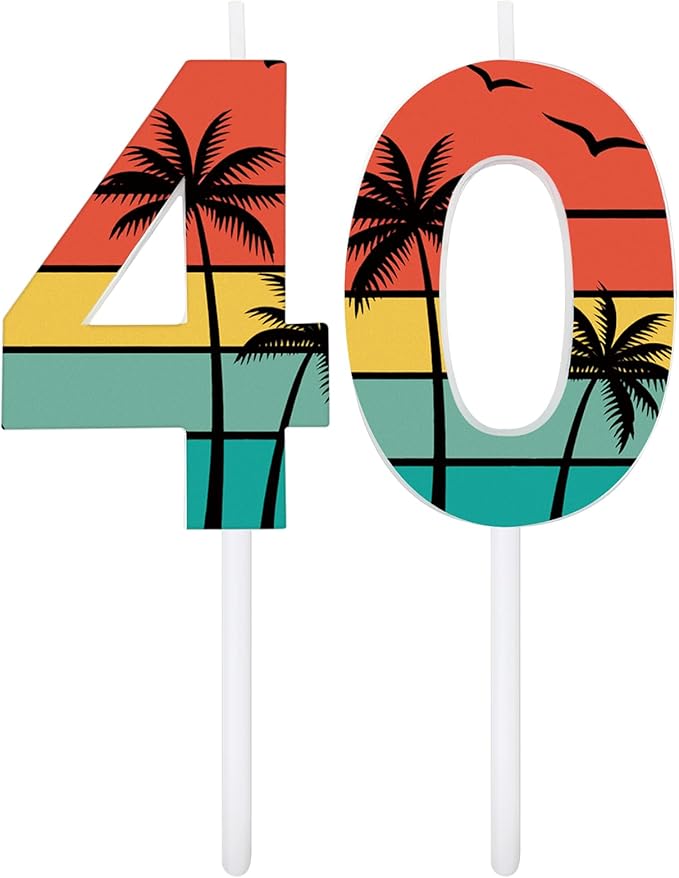 Conelist 40th Birthday Candles for Cake Vintage 1986 Cake Topper Retro 40th Happy Birthday Party Decorations for Men Women 1986, 2 Pack Number 40 Candle for 40 Years Wedding Anniversary Party Supplies