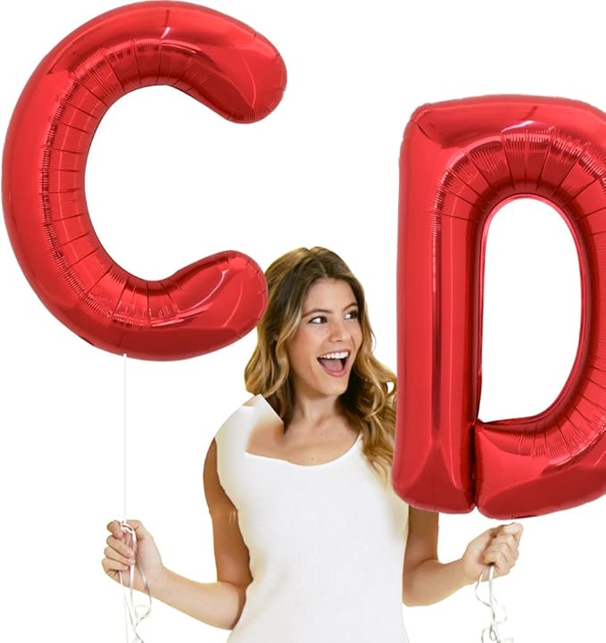 TONIFUL 40 Inch Large Bright Red Letter Balloons A-Z, Giant Jumbo Helium Foil Mylar Big Letter C Balloons for Birthday Party Anniversary Wedding Decorations