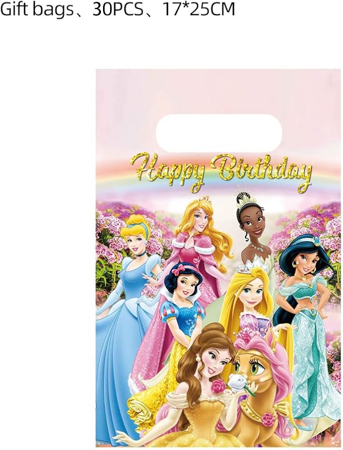 30pcs Princess Party Gift Bags,Candy Bags,Goody Bags ,Princess Birthday Party Supplies Decorations (Bag30pcs)