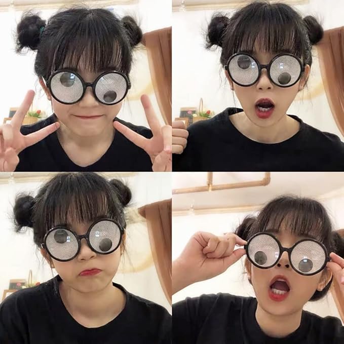 4pcs Googly Eyes Glasses, Cosplay Party Glasses, Funny Glasses with Vertigo Effect Party, Shaking Costume Eyes Glass