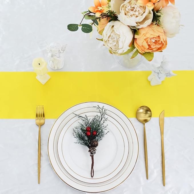 TONIFUL 6 inch x 22yd Wide Lemon Light Yellow Satin Ribbon Solid Fabric Ribbon for Cutting Sewing Ceremony Party Decoration Chair Sash Table Runner Car Bows Indoor Outdoor Yard Decor