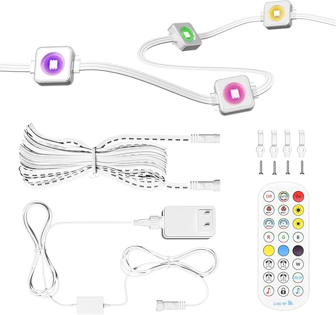 Permanent Outdoor RGB LED Eave Lights, Smart LED Eave Light with App/Remote, IP67 Waterproof, DIY Modes, Music Sync for Christmas & Holiday Decor, Voice Control (100ft)