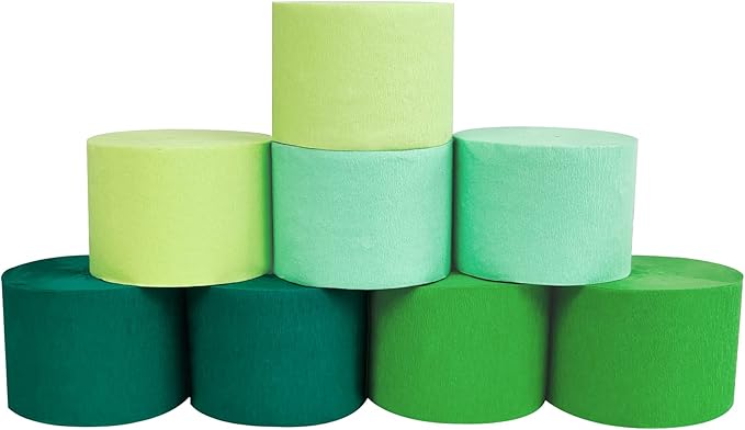 8 Rolls in 4 Colors Gradient Mint Green Party Crepe Paper Streamer, 8 Pieces 82 feet Streamets Party Decorations Supplies for Christmas St Patrick's Day Birthday Baby Shower Graduation Bridal Shower