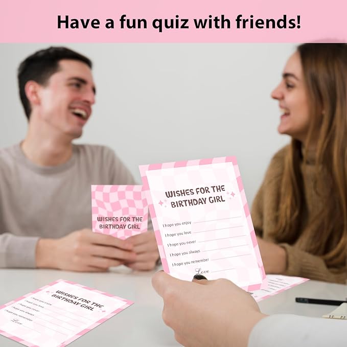 Birthday Party Game Card - Wish for The Birthday, Bday Party Games for Teen, Set of 20 pcs Wish Cards, Birthday Party Favor Activity Sleepover Party Decor Supplies - FS274