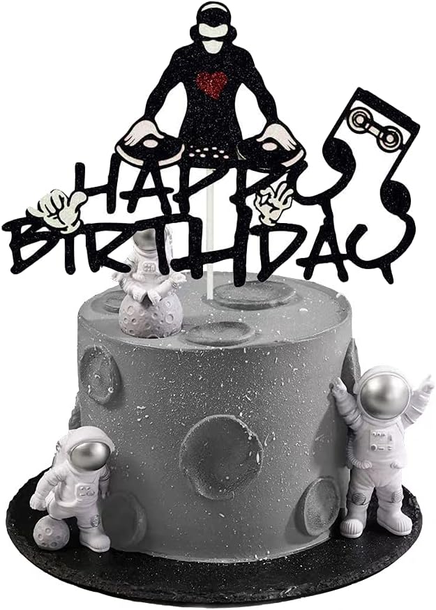 DJ Happy Birthday Cake Topper, Hip Hop Cake Topper, Disco Theme Party Supplies, Rock DJ Themed Birthday Party Supplies