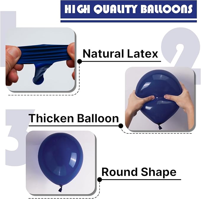 PartyWoo Navy Blue Balloons 155pcs Different Sizes of 18 12 10 5 Inch Dark Blue Balloon Arch Kit Garland for Graduation Wedding Sports Baby Shower Birthday Bachelorette Party Decorations Blue-Z90