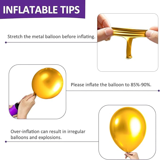 Firomi Metallic Gold Balloons 5-inch 100 Pack Helium Small-Medium Shiny Round Chrome Gold Thicken Latex Balloon for Wedding Birthday Party (with 2 Ribbons)
