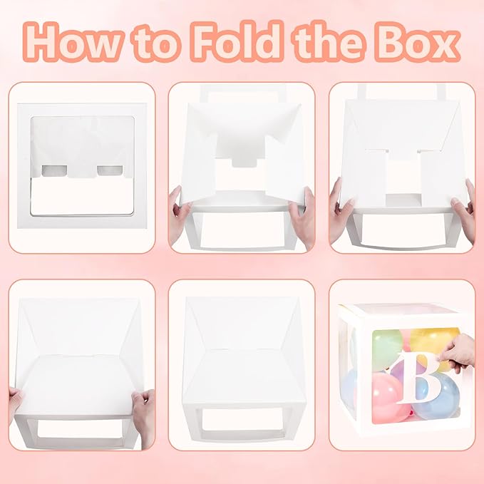 Voircoloria Baby Boxes with Letters for Baby Shower, Baby Shower Decorations with 4 Balloon Boxes for Gender Reveal Baby Shower Perfect for Easter Decorations(Pastel Balloons)
