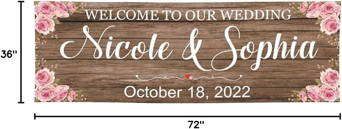 Personalized Wedding Congratulations Banners and Signs Customize Outdoor with Name Photo Date Custom Wedding Welcome Sign for Reception Party Ceremony 6'x3'
