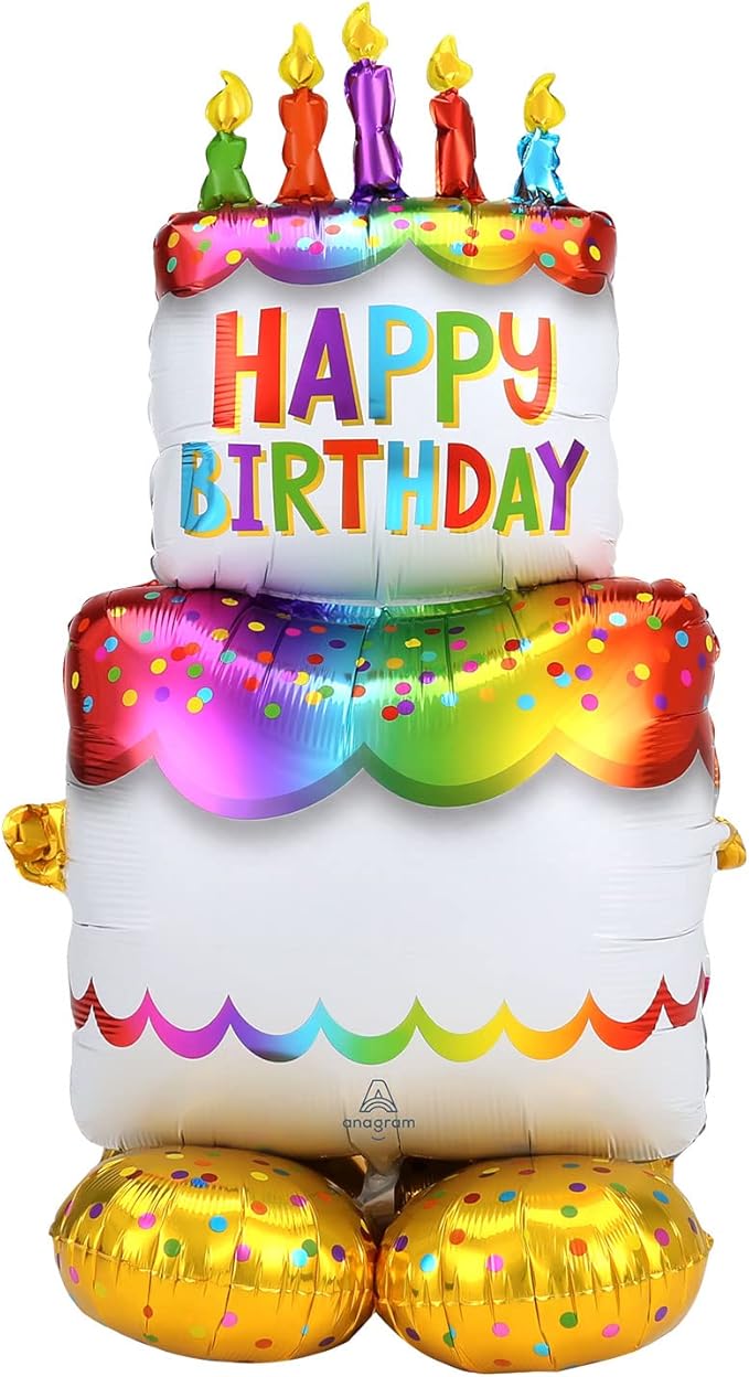 Anagram 4244911 Birthday Cake Airloonz Foil Mylar Party Balloon, 53", Multicolor, Pack of 1