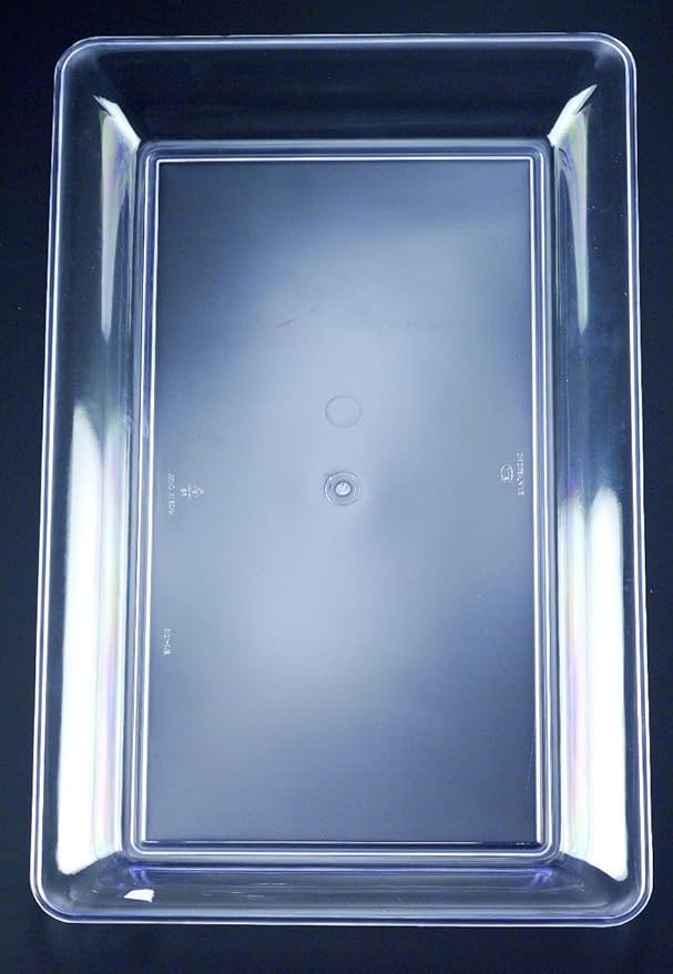 4 Rectangle Clear Plastic Serving Trays - Heavy Duty 12" x 18" Platters for Food, Decorative, Wedding, Party - Great Disposable