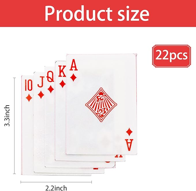 Morofme Edible Poker Cake Toppers 22Pcs Playing Cards Poker Cake Decoration Edible Casino Cupcake Toppers Wafer Playing Card Game Cake Decoration for Vegas Casino Night Party Supplies