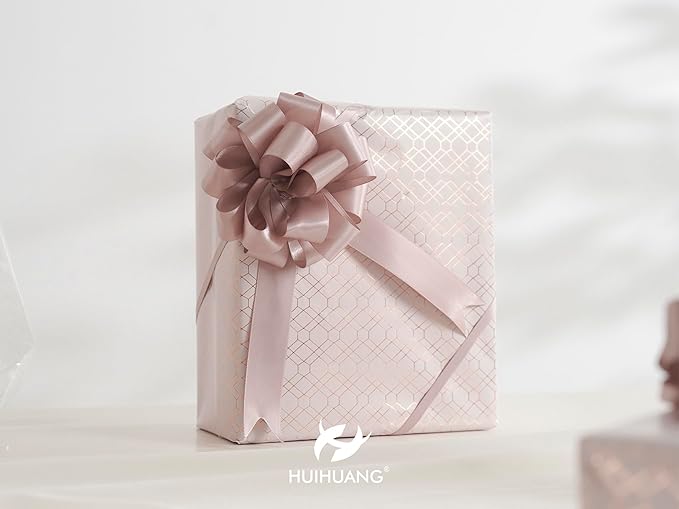 HUIHUANG Dusty Rose Bows 12 PCS Dusty Pink Pull Bows 4" x 8" Satin Present Bow for Gift Wrapping, Gift Basket, Paper Bag, Wrapping Accessories, Bridal Shower Wedding Christmas Decor