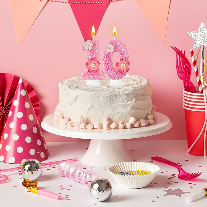 Pink Flower Birthday Candle,Number Birthday Candles for Cake, Ideal Birthday Parties Cake Decor, Wedding Anniversary and Other Celebrations (Number 0, Pink)