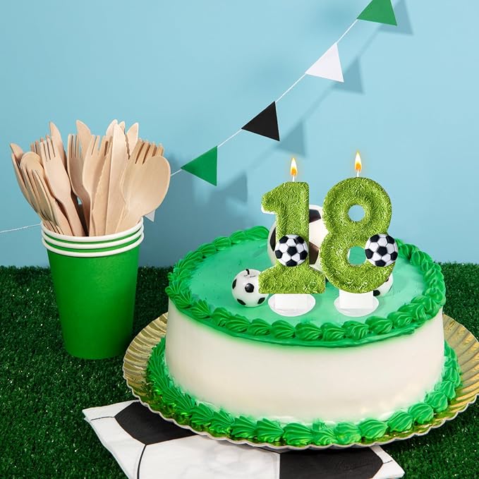 18th Birthday Candles,Soccer Birthday Decorations,Suitable for Girl and boy Cake Toppers, Wedding Cakes, Anniversaries, Party Celebrations, Birthday Decorations