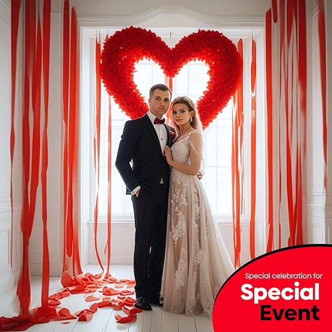 Captain Décor 4 Red Streamers, 382 FT Pack of 4 Red Crepe Paper Rolls, Streamers Party Decorations for Anniversary, Birthday, Wedding, and Other Celebrations (82 ft x 1.8 in/Roll)
