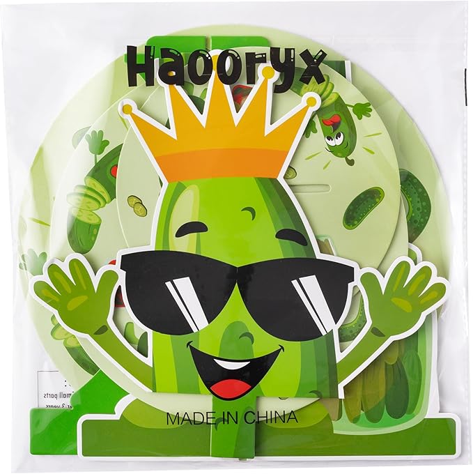 Haooryx Pickle Party Cake Stand - 3 Tier Green Cucumber Cupcake Tower Cardboard Dessert Table Holder Pastry Platter Kid Pickle Birthday Decorations Summer Baby Shower Cake Pop Display Stand Decorating