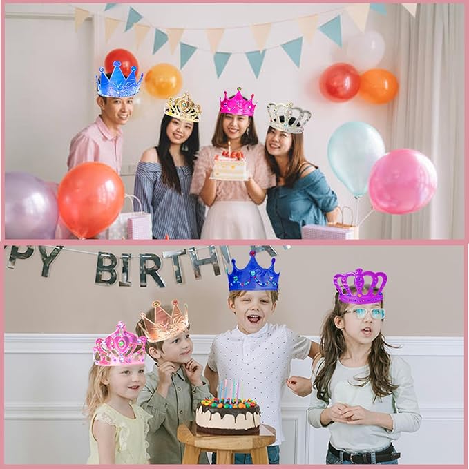50 Pcs Foam Crowns Colorful Kids Princess Tiaras Crowns Bulk with 2 Styles DIY Diamond Sticker Making Kits for Kids Birthday Party Supplies