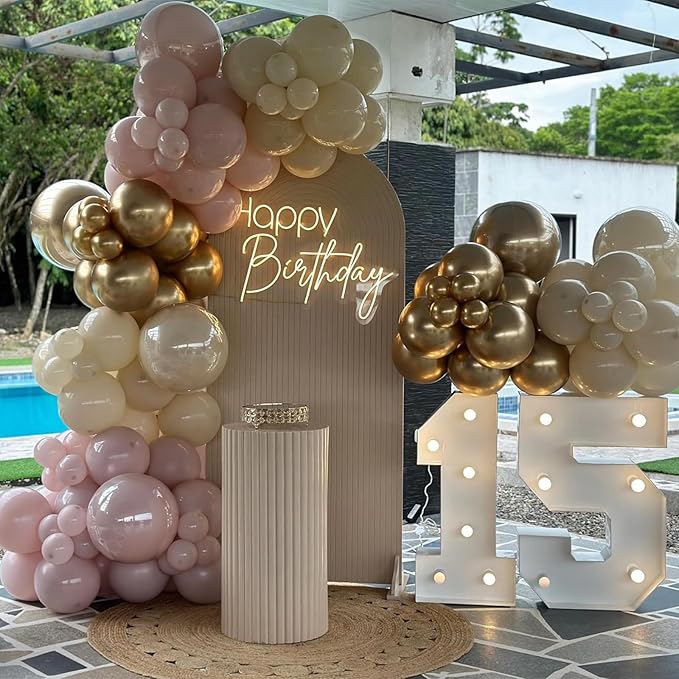 HILAVO Blush Pink Balloons 60 Pcs 12 Inch Dusty Pink White Sand Latex Balloon Retro Pink Nude Cream Clear Balloons for Bridal Baby Girls Shower Boho Bachelorette Birthday Wedding Party Decorations