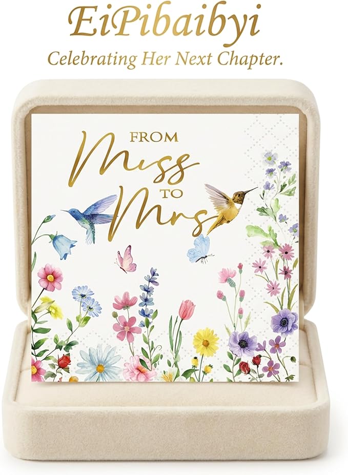 100 Pcs Paper Napkins Disposable, Miss to Mrs Floral Cocktail Napkins, Decorative Dinner Napkins Bulk, Guest Towels for Bathroom, Wedding, Bridal Shower & Engagement Party Decorations