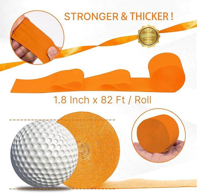 PartyWoo Yellow Crepe Paper Streamers 6 Rolls 492 ft Pack of Pastel Yellow Orange Crepe Paper for Graduation Little Cutie Sunflower Birthday Party Decorations (1.8 Inch x 82 Ft/Roll)