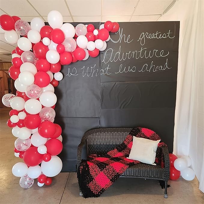 Red White Balloons Set, 35 Pack 12 Inch Red White Confetti Latex Party Helium Balloon for Girls Women Birthday Party Wedding Valentine's Day Graduation Galentines Christmas Party Decoration
