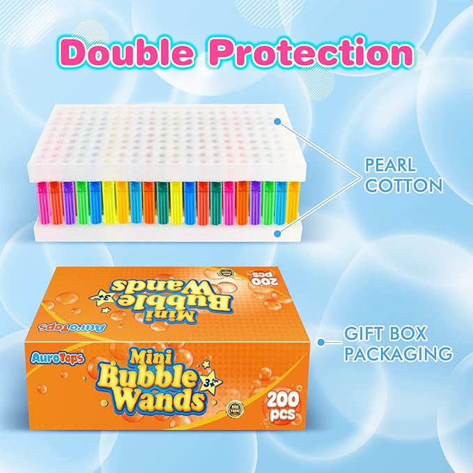 200 Pieces Mini Bubble Wands,Bubble Party Favors Assortment Toys for Kids,Themed Birthday, Halloween, Goodie Bags, Carnival Prizes, Wedding, Bubble Maker Toys for Kids,Outdoor Gifts for Girls & Boys