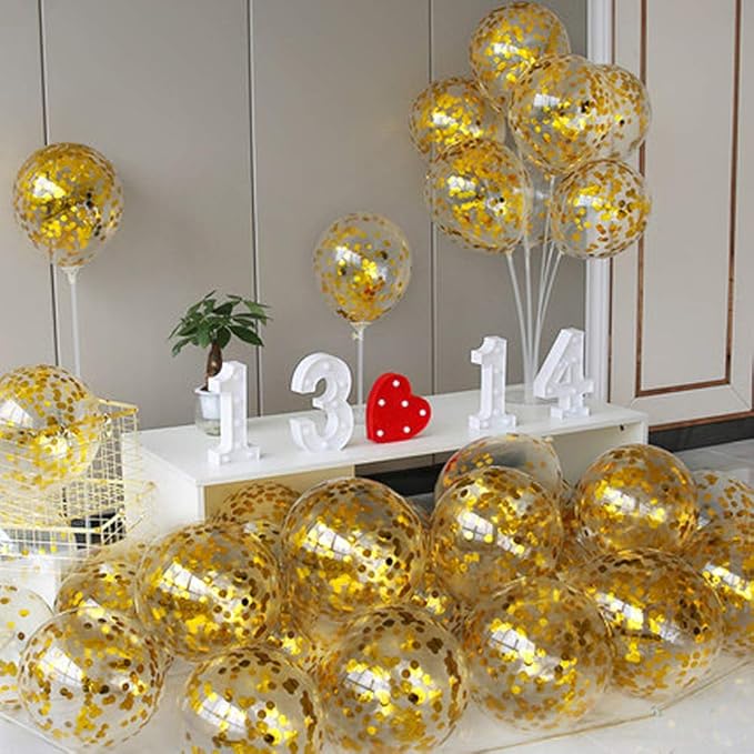 Gold Confetti Balloons - 12inch, 50 Pcs Latex Balloons for Birthday, Wedding, Baby Shower & Christmas Parties