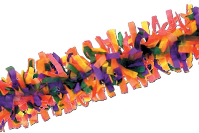 Beistle Rainbow Tissue Festooning Garland 25 Ft Colorful Crepe Paper Streamer Decoration for Birthdays, Pride Celebrations, Parades, Classrooms, School Events and Holiday Parties